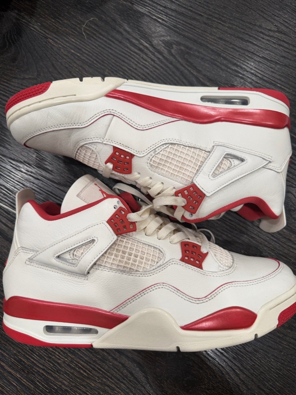 Air Jordan 4 'Valentine's Day' Red Sail White Sneakers, Size 14